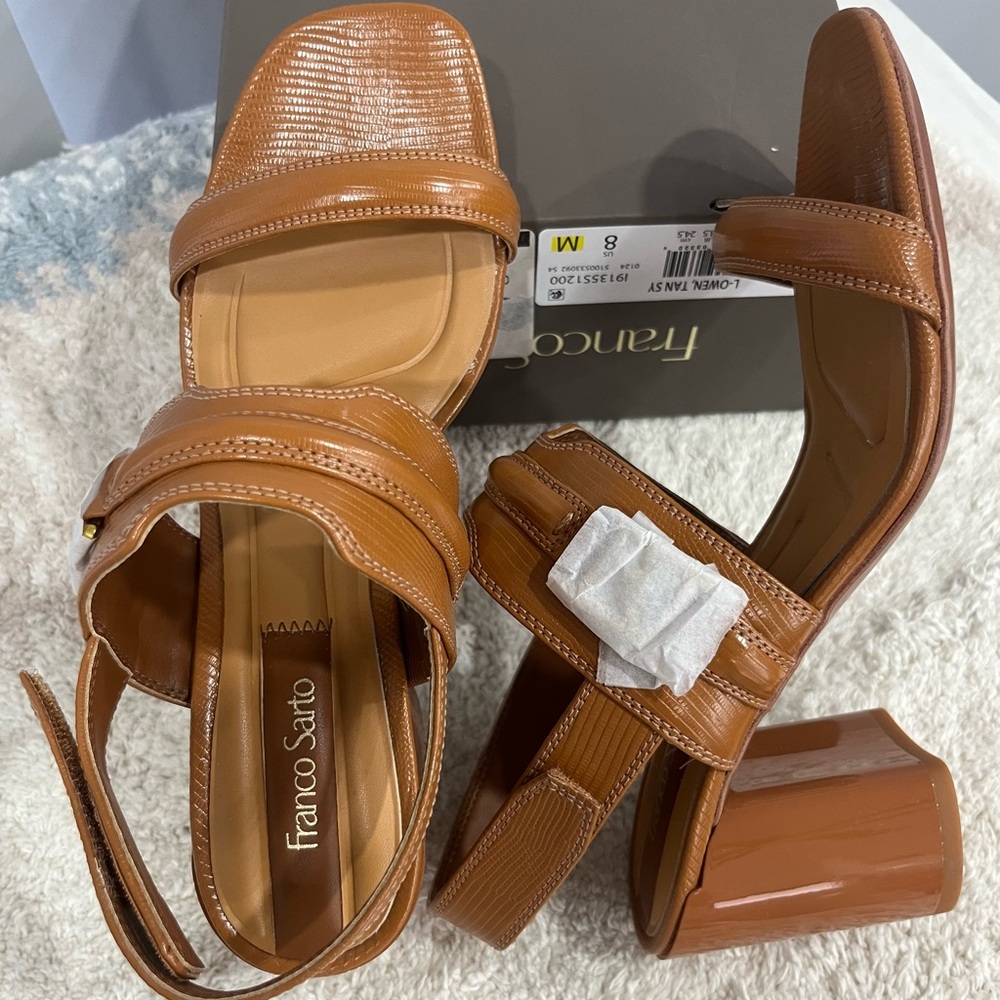 Franco Sarto Women's Brown Block Heel Sandals